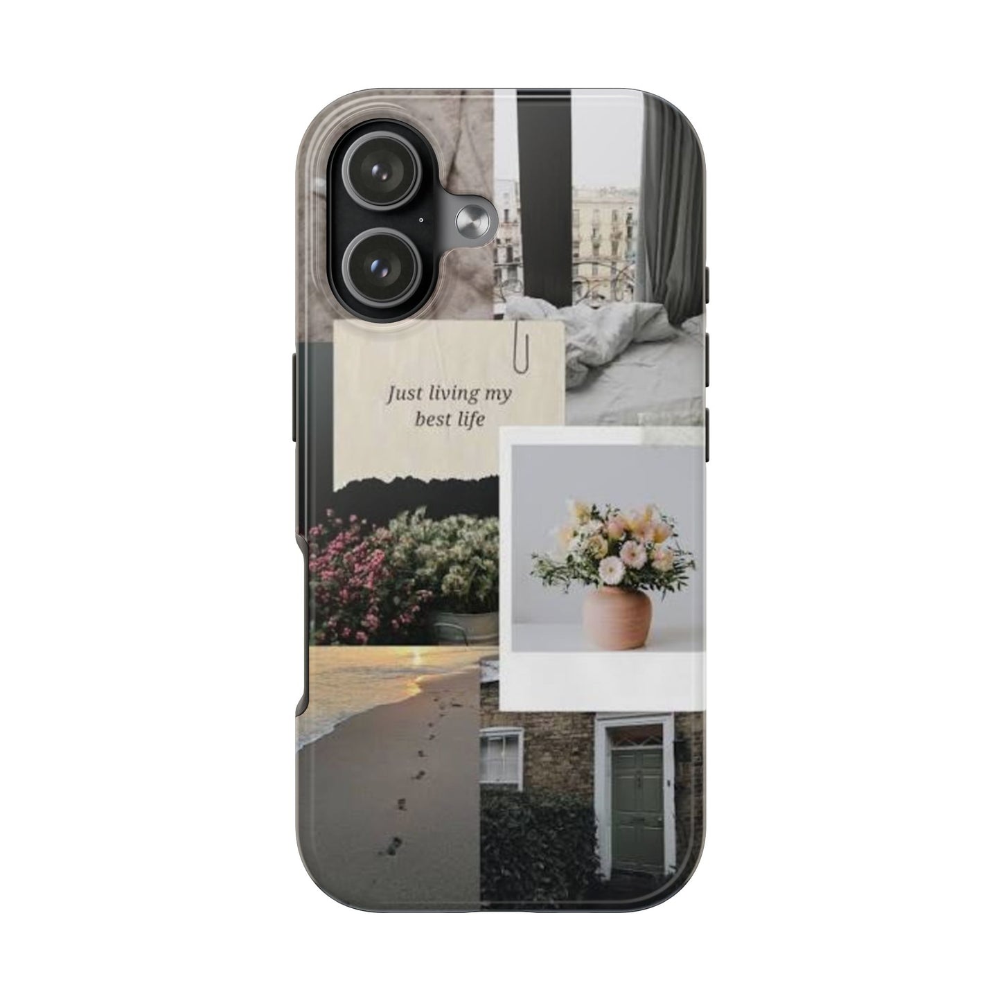 Aesthetic Photo Tough Case — "Just Living My Best Life" iPhone & Samsung