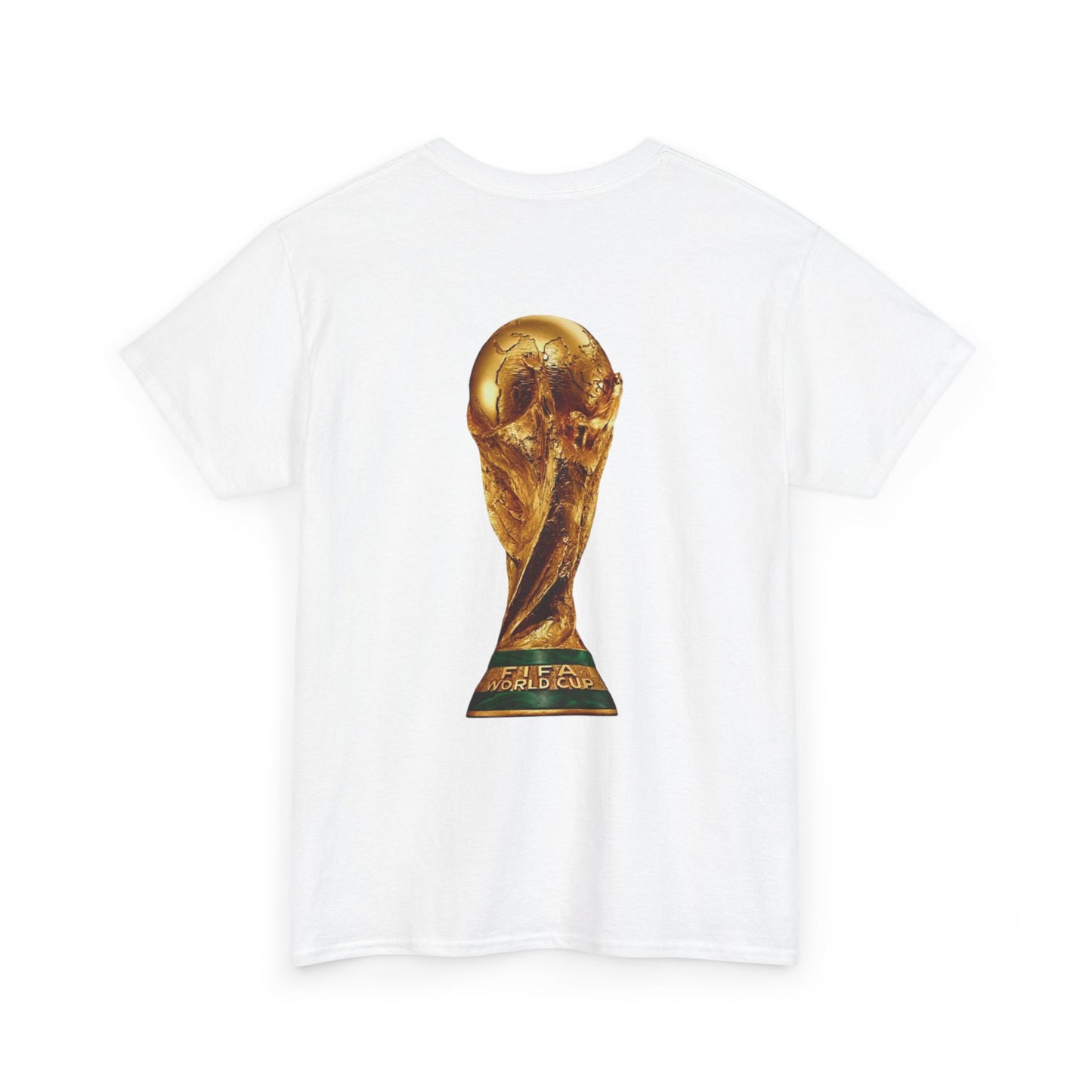 T-Shirt — American Flag Front & World Cup Trophy Back Patriotic Soccer Tee