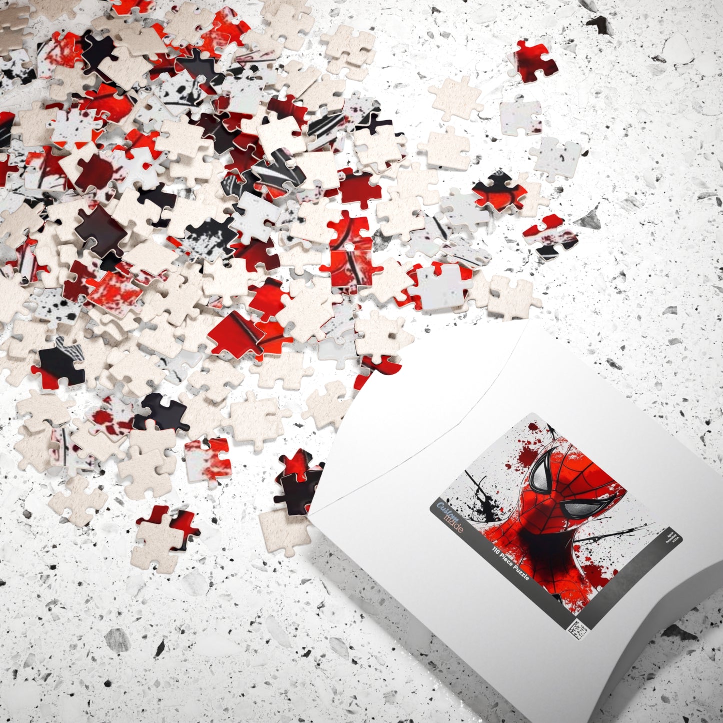 Spider Mask Art Puzzle — Red Splash Jigsaw (110–1014 pcs)
