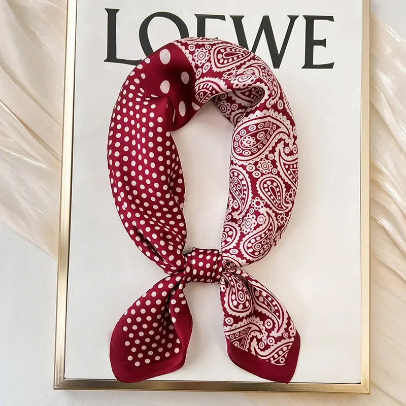 Silk Feel Square for Women - Luxury Designer Headscraf Hair Bandana Neckerchief
