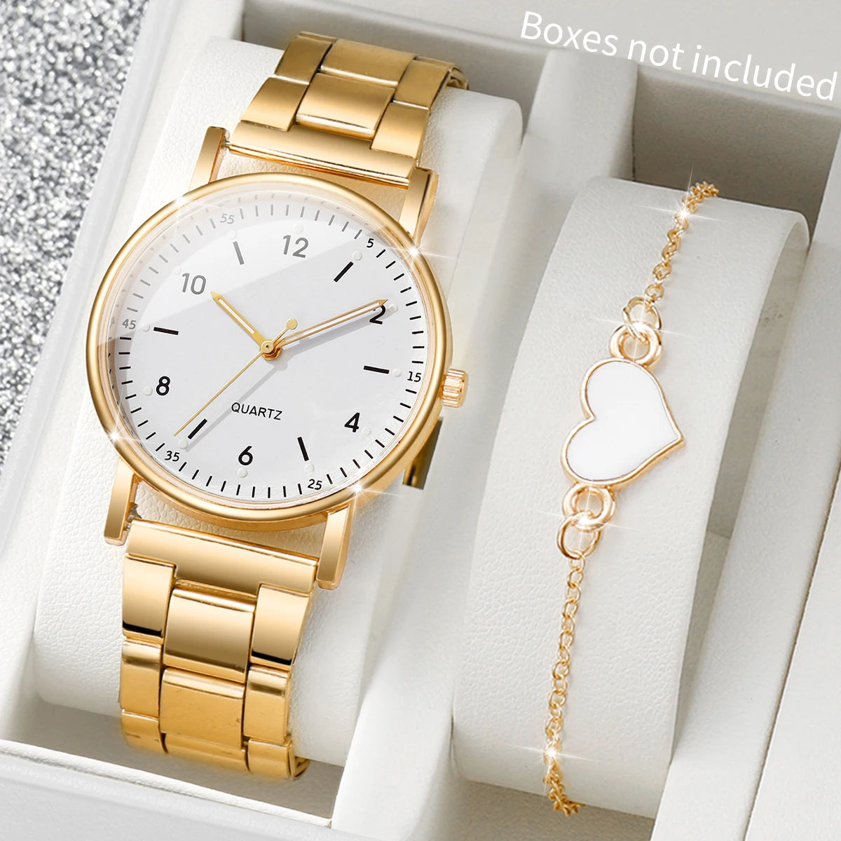 Elegant Women's Watches & Bracelets Set - Quartz Wristwatch with Arabic Dial