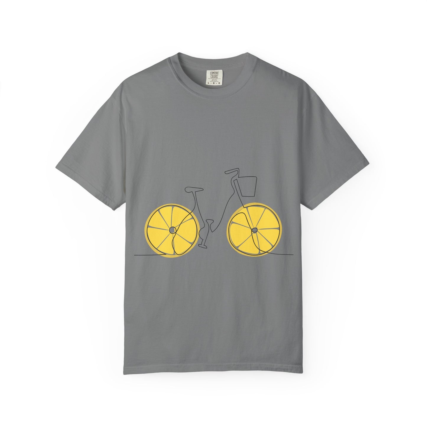 Lemon Wheel Bike T-Shirt — Citrus Bicycle Graphic  Coton Tee
