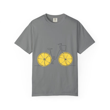 Lemon Wheel Bike T-Shirt — Citrus Bicycle Graphic  Coton Tee