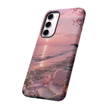 Pink Sunset Beach Phone Case "Romantic Coastal"