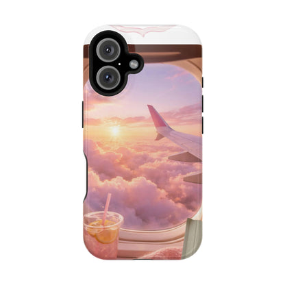 iPhone Magnetic Case "Airplane Window Sunset Travel"