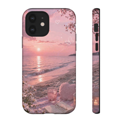 Pink Sunset Beach Phone Case "Romantic Seaside"