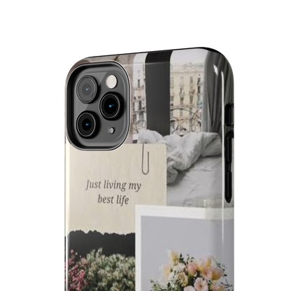 Inspirational Floral Phone Case – Cover with "Just Living My Best Life"