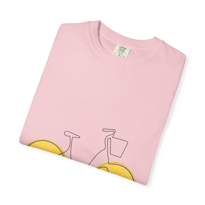 Lemon Wheel Bike T-Shirt — Citrus Bicycle Graphic  Coton Tee