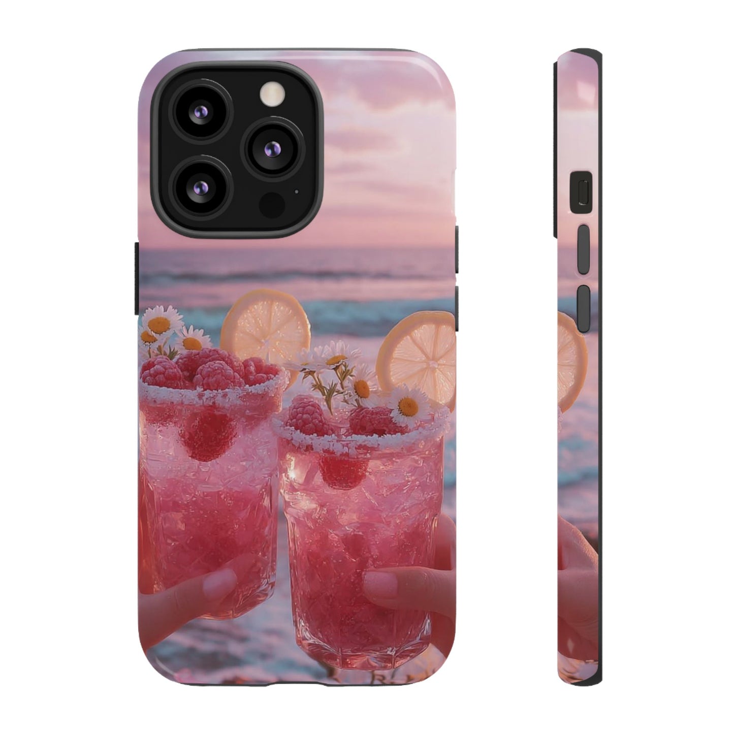 Pink Sunset Cocktail Phone Case — Beach Drink Protective Cover