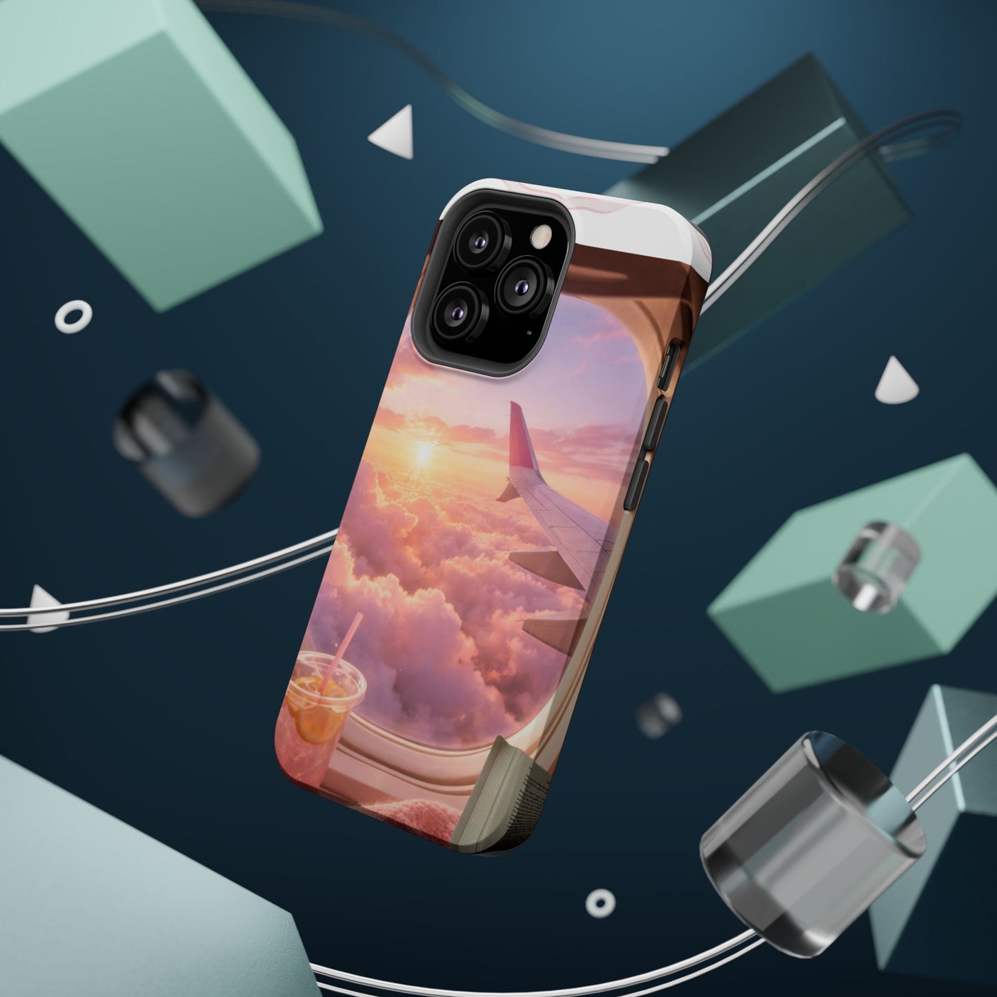 iPhone Magnetic Case "Airplane Window Sunset Travel"