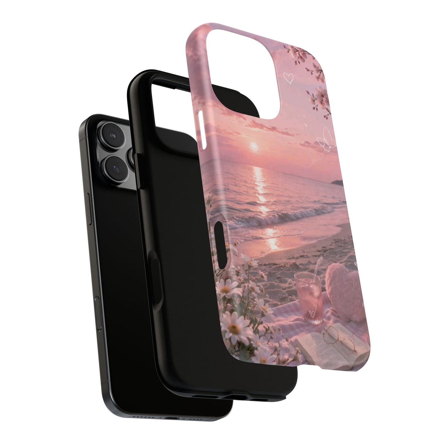 Pink Sunset Beach Phone Case "Romantic Seaside"