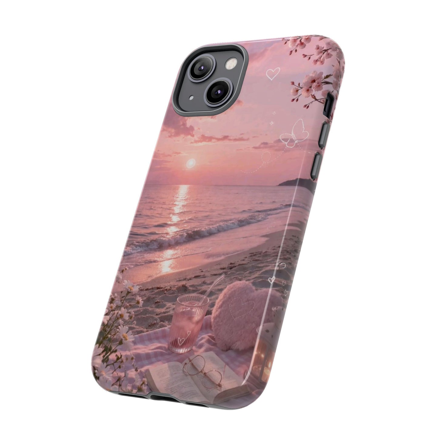Pink Sunset Beach Phone Case "Romantic Seaside"