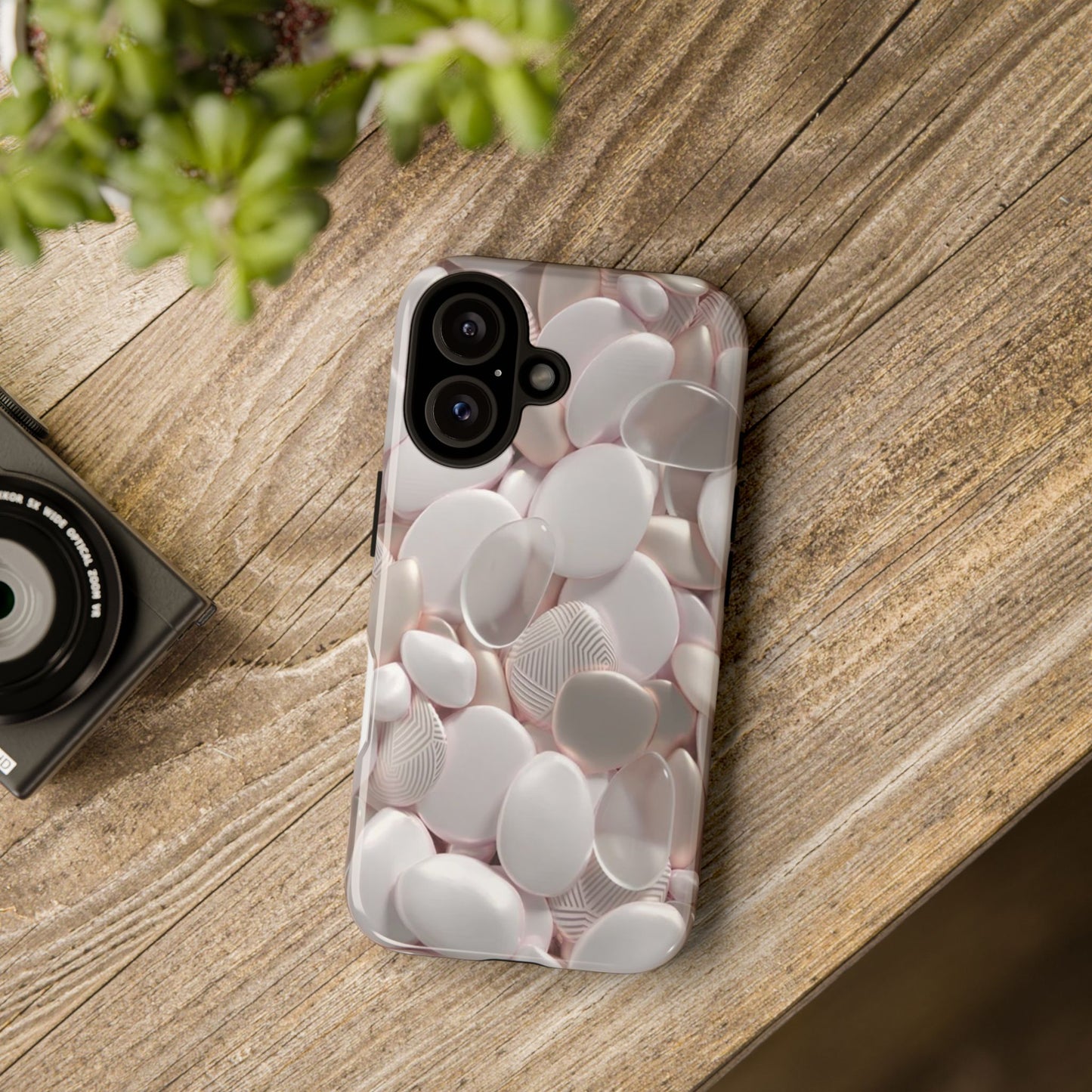 Phone Case – Soft Pink Pebble Pattern Protective Tough Case