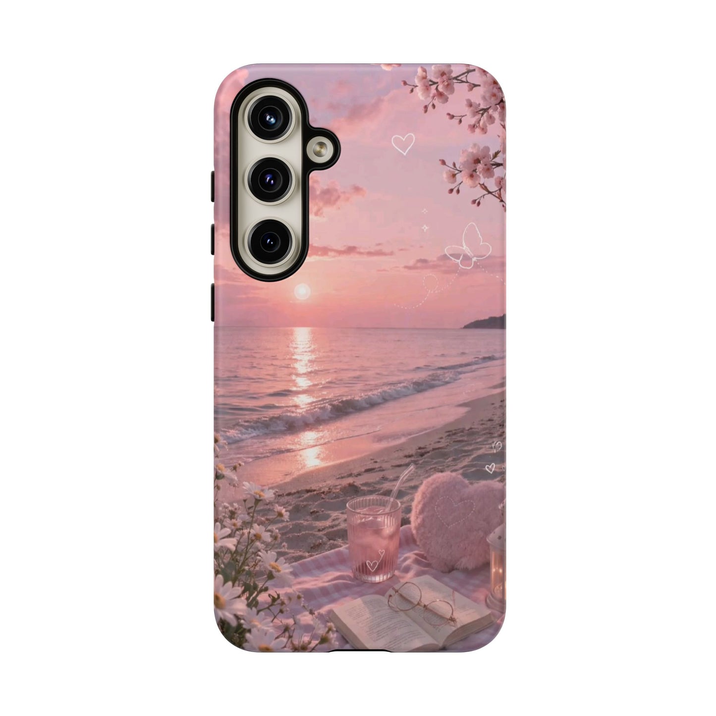 Pink Sunset Beach Phone Case "Romantic Seaside"