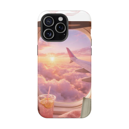 iPhone Magnetic Case "Airplane Window Sunset Travel"