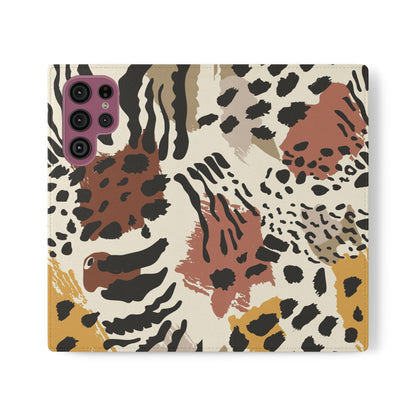 Leopard Patchwork Flip Wallet Case with Card Slots