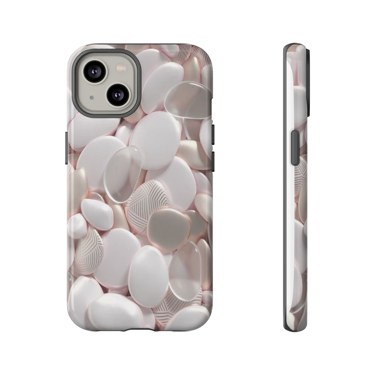 Phone Case – Soft Pink Pebble Pattern Protective Tough Case