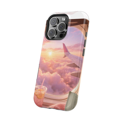 iPhone Magnetic Case "Airplane Window Sunset Travel"