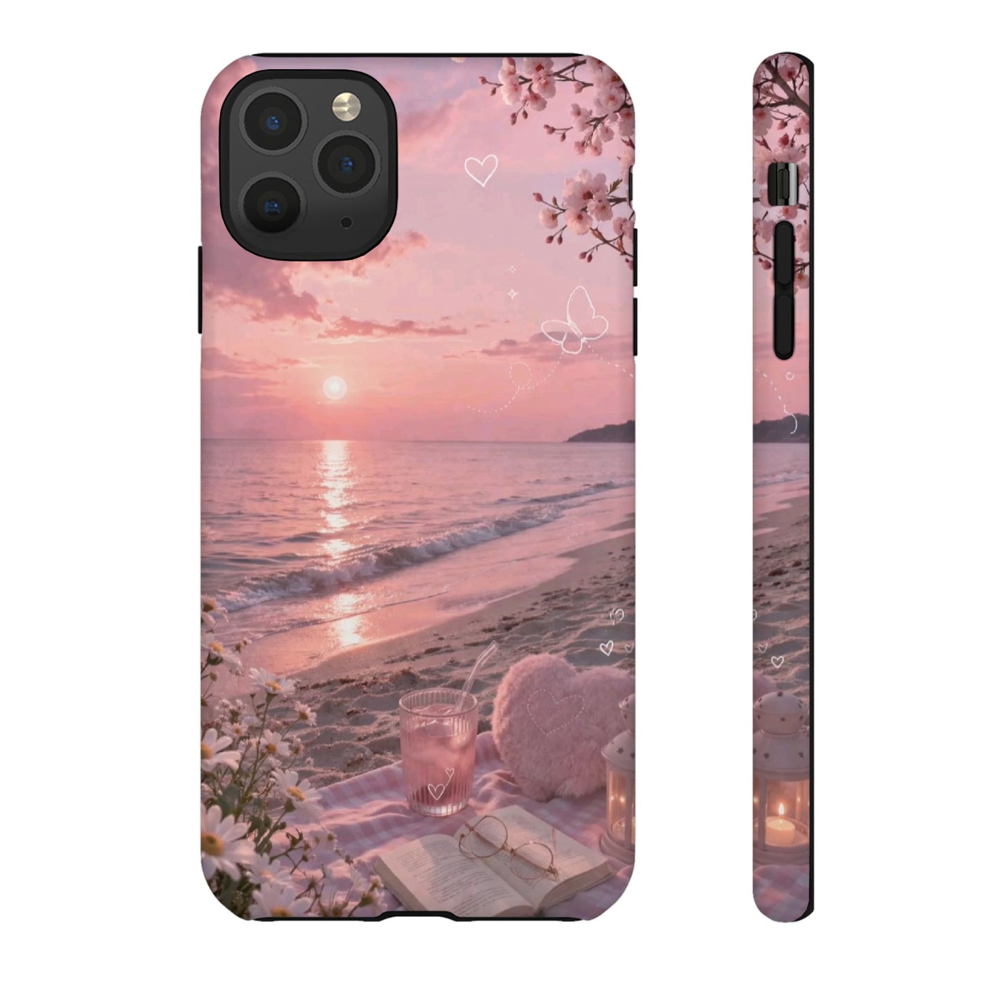 Pink Sunset Beach Phone Case "Romantic Seaside"