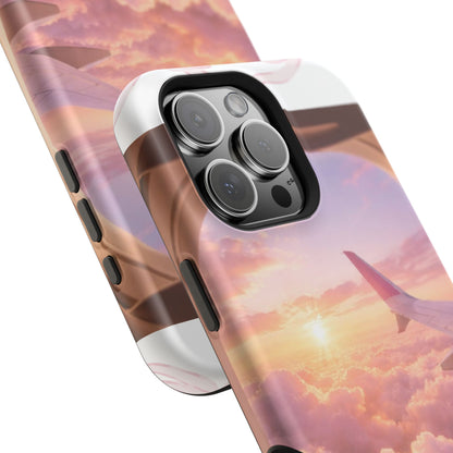 iPhone Magnetic Case "Airplane Window Sunset Travel"