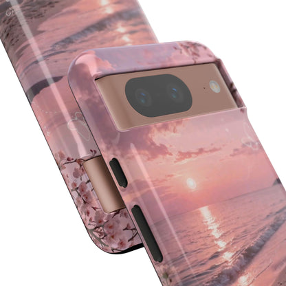 Pink Sunset Beach Phone Case "Romantic Seaside"