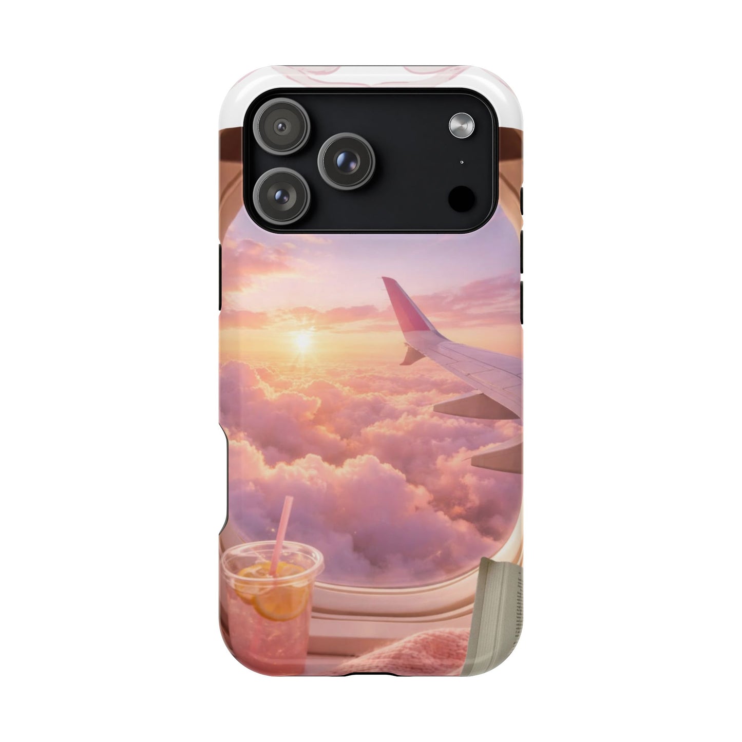 iPhone Magnetic Case "Airplane Window Sunset Travel"