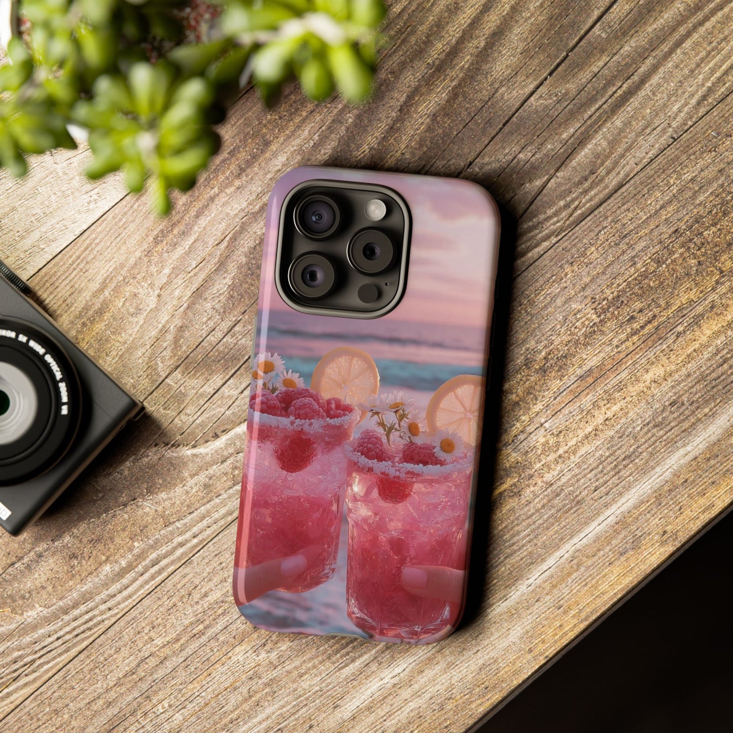Pink Sunset Cocktail Phone Case — Beach Drink Protective Cover