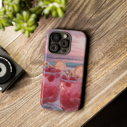 Pink Sunset Cocktail Phone Case — Beach Drink Protective Cover