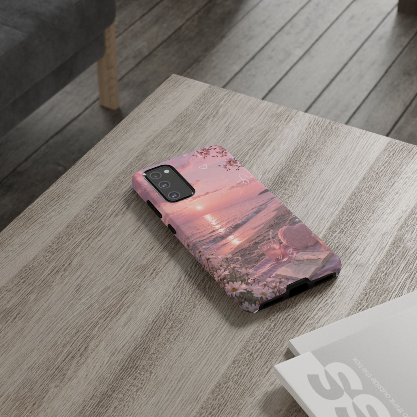 Pink Sunset Beach Phone Case "Romantic Coastal"