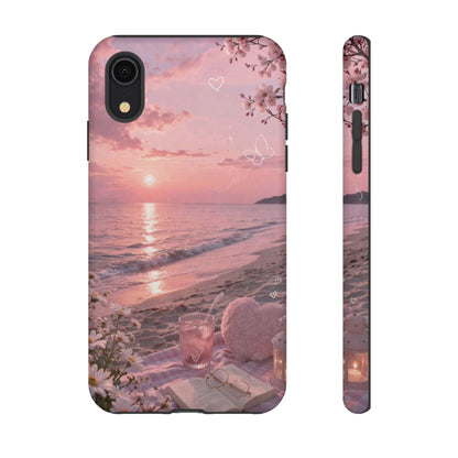 Pink Sunset Beach Phone Case "Romantic Seaside"