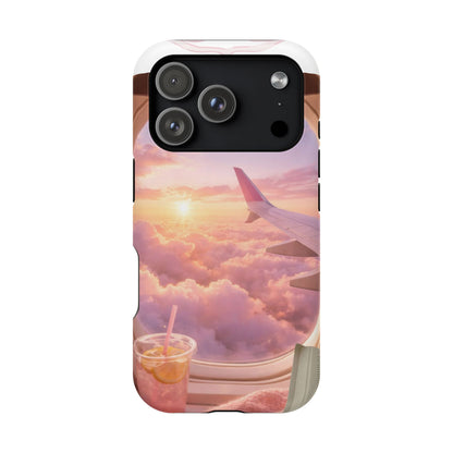 iPhone Magnetic Case "Airplane Window Sunset Travel"