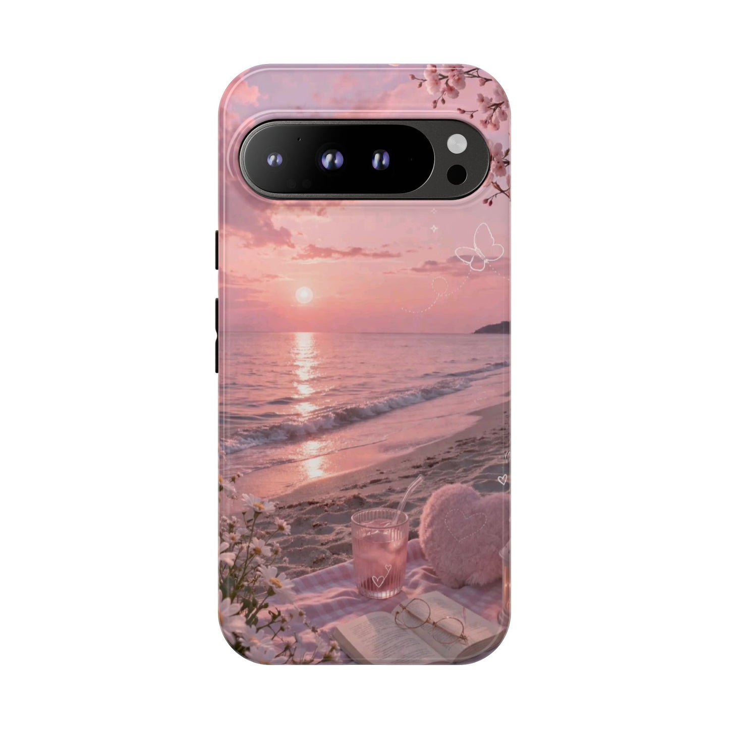 Pink Sunset Beach Phone Case "Romantic Seaside"
