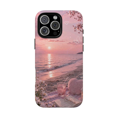 Pink Sunset Beach Phone Case "Romantic Seaside"