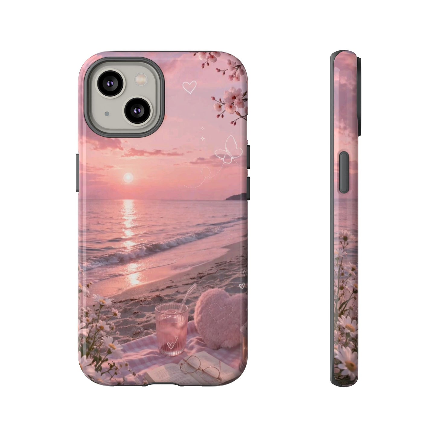 Pink Sunset Beach Phone Case "Romantic Seaside"