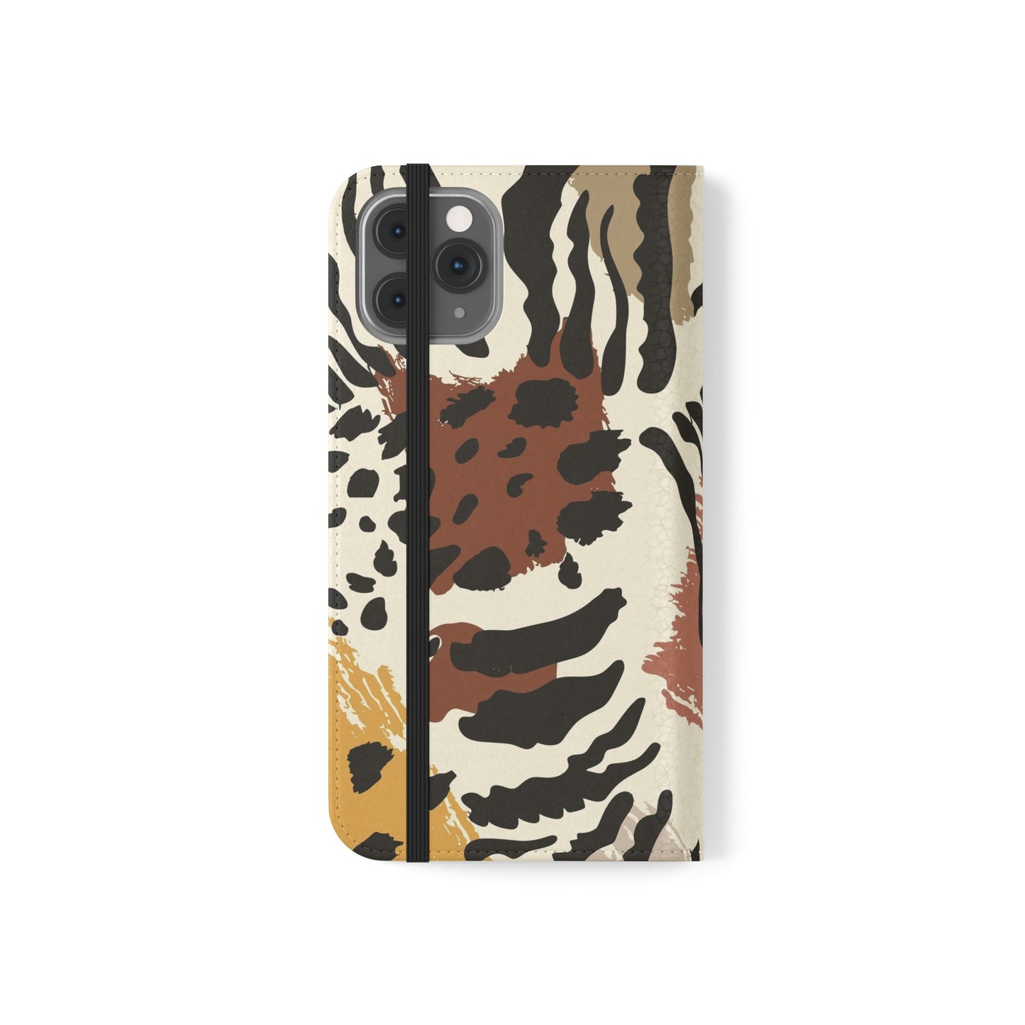 Leopard Patchwork Flip Wallet Case with Card Slots
