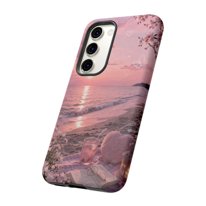 Pink Sunset Beach Phone Case "Romantic Coastal"