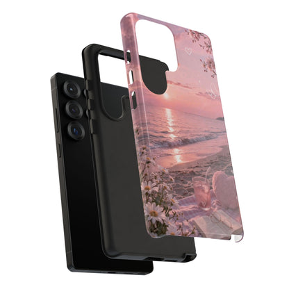 Pink Sunset Beach Phone Case "Romantic Seaside"