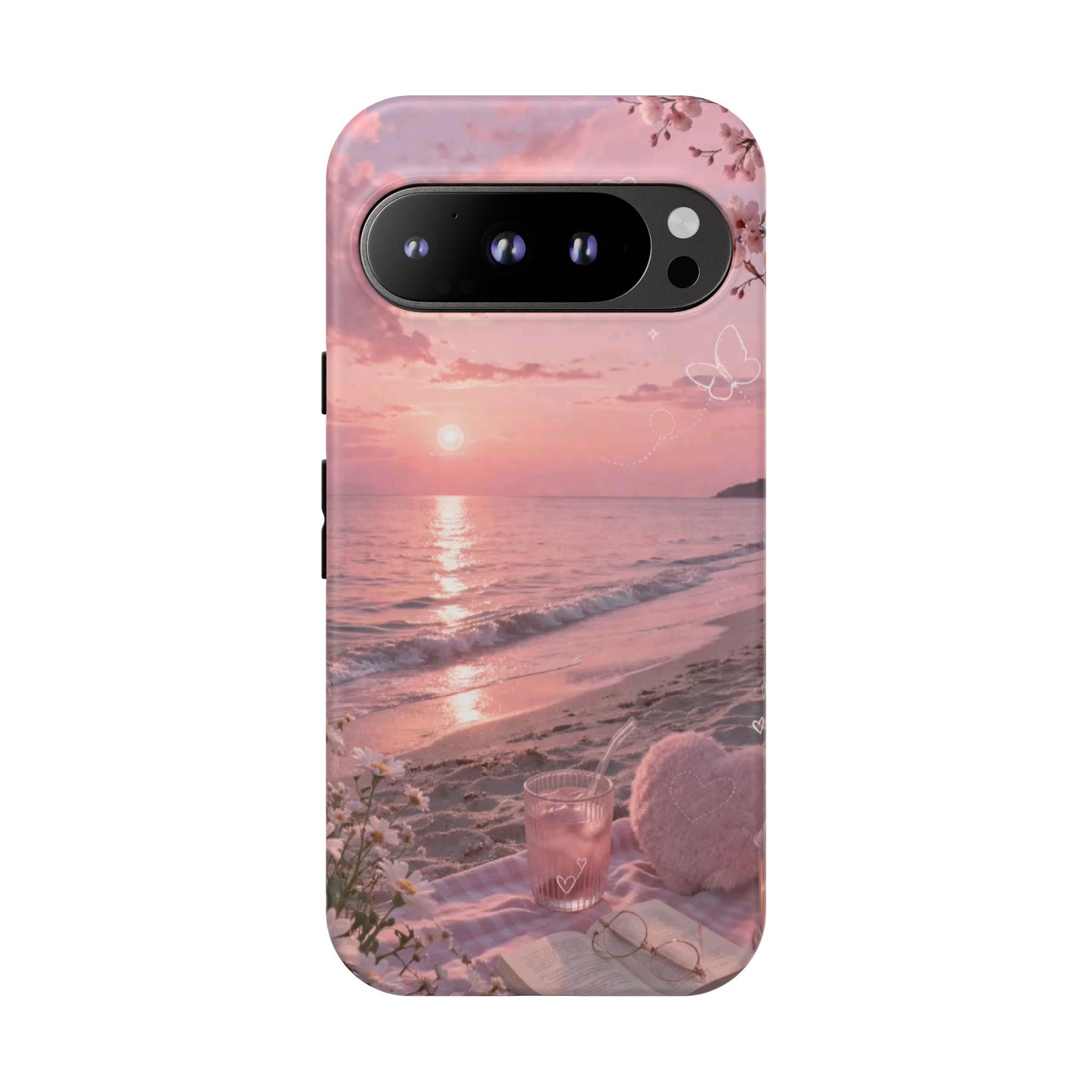 Pink Sunset Beach Phone Case "Romantic Seaside"