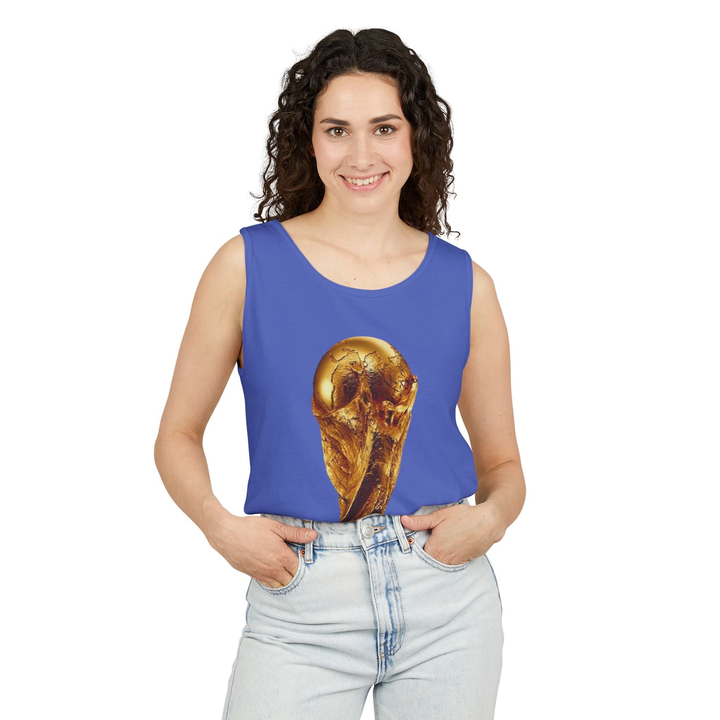 World Cup Trophy Tank Top — Gold FIFA Cup Soccer Fan Shirt