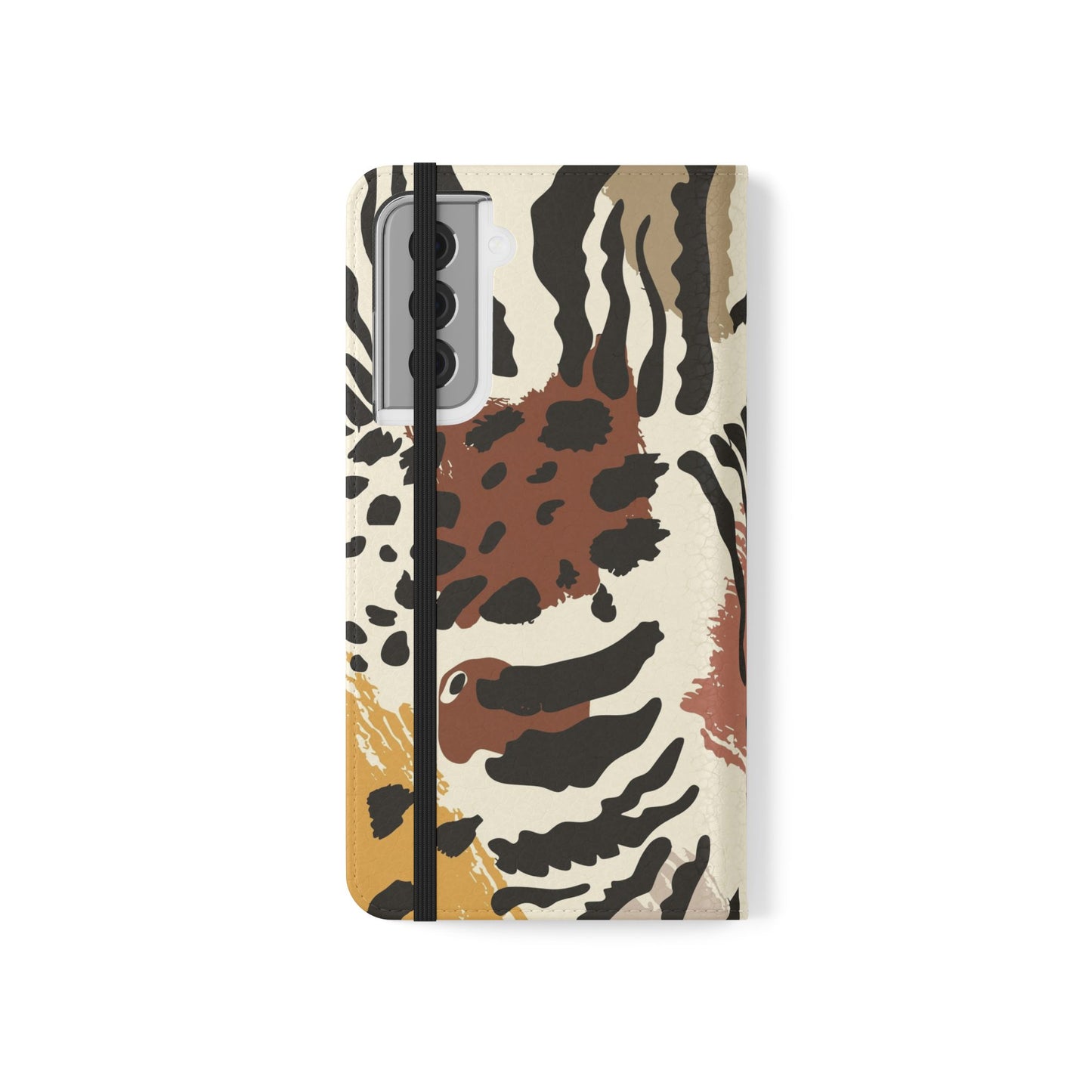 Leopard Patchwork Flip Wallet Case with Card Slots