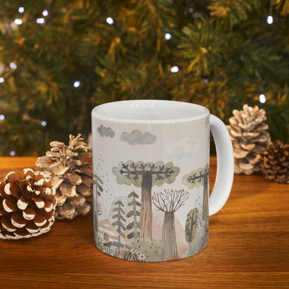 Woodland Friends Ceramic Mug — Whimsical Forest Animal Coffee Cup