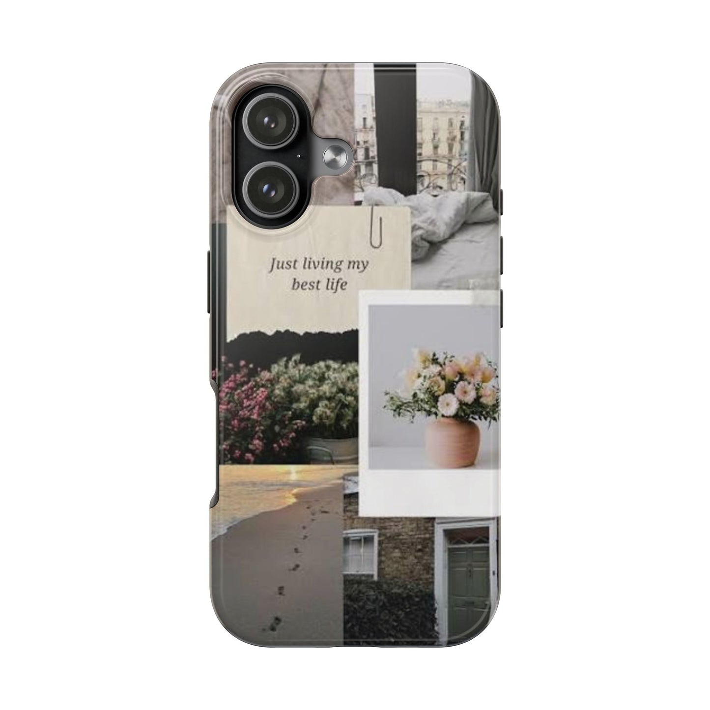 Inspirational Floral Phone Case – Cover with "Just Living My Best Life"