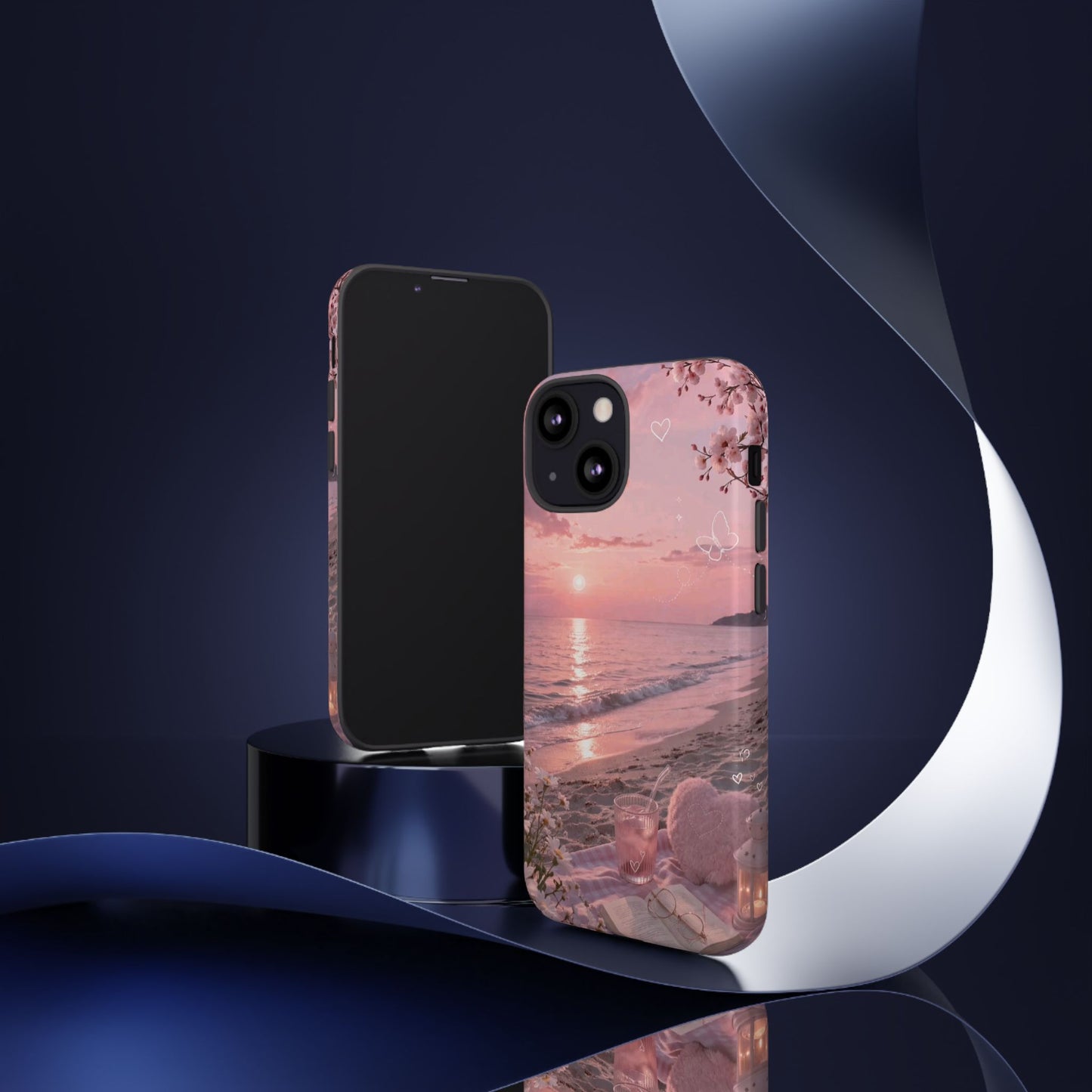 Pink Sunset Beach Phone Case "Romantic Seaside"