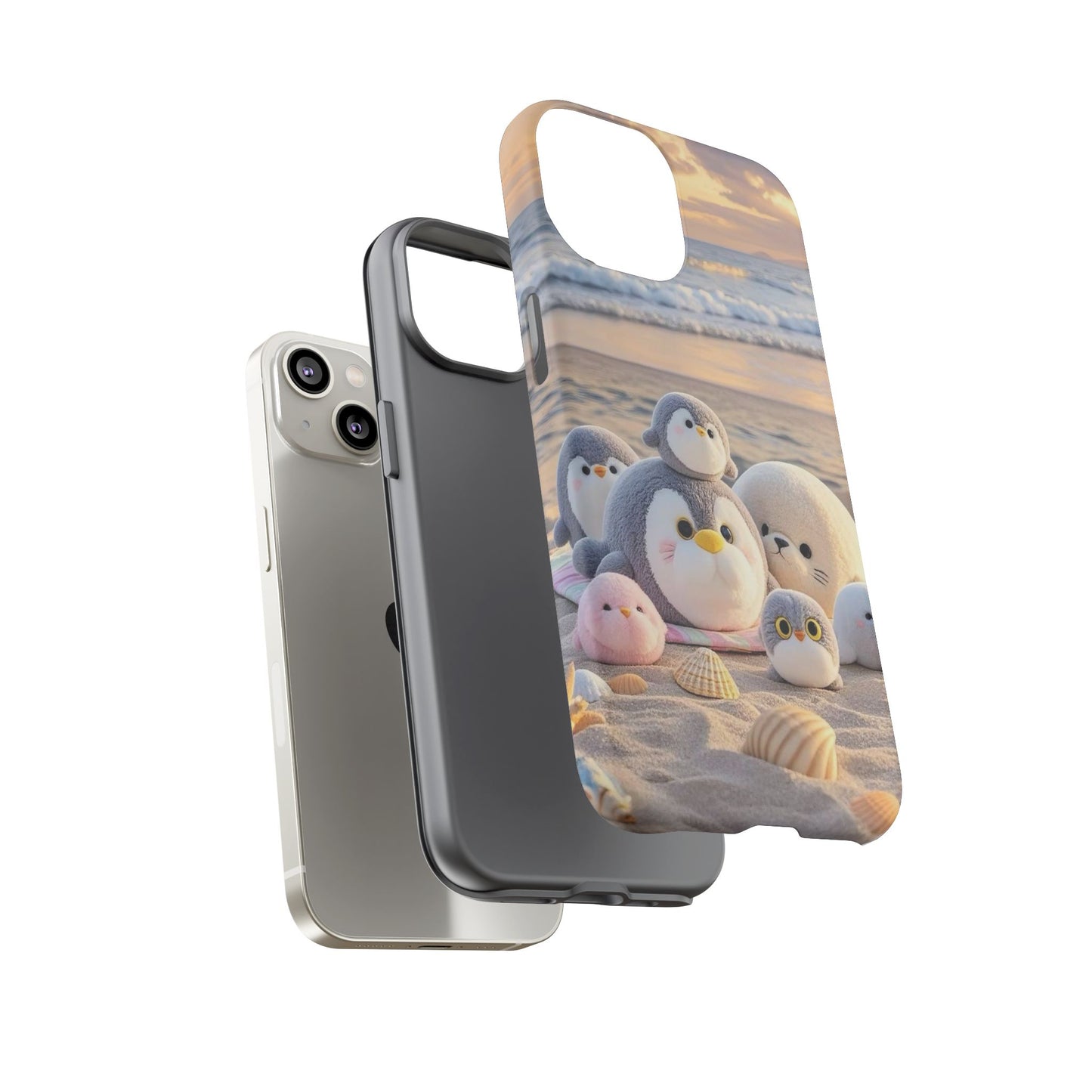Cute Plush Penguins Beach Phone Case