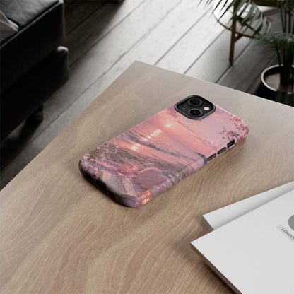 Pink Sunset Beach Phone Case "Romantic Seaside"