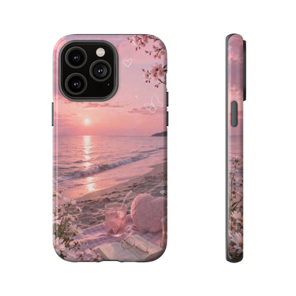 Pink Sunset Beach Phone Case "Romantic Seaside"