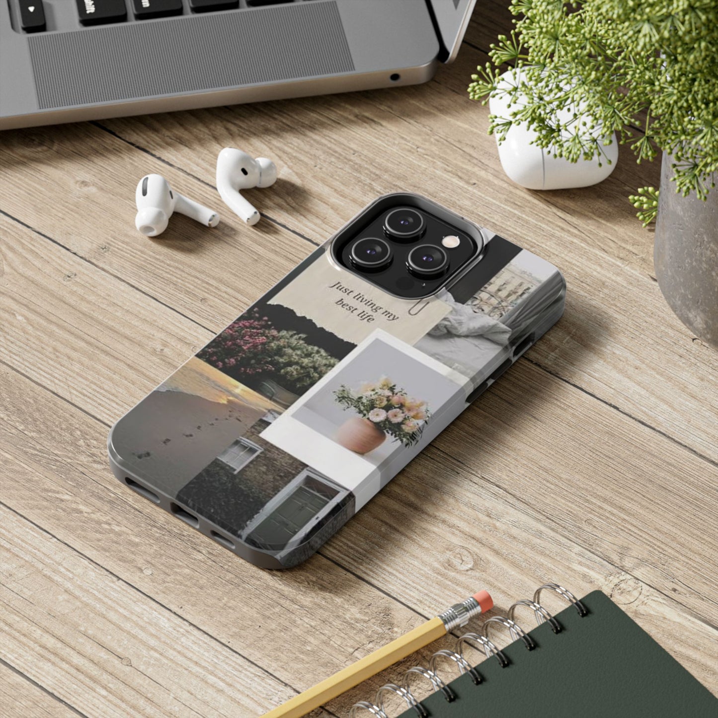Inspirational Floral Phone Case – Cover with "Just Living My Best Life"