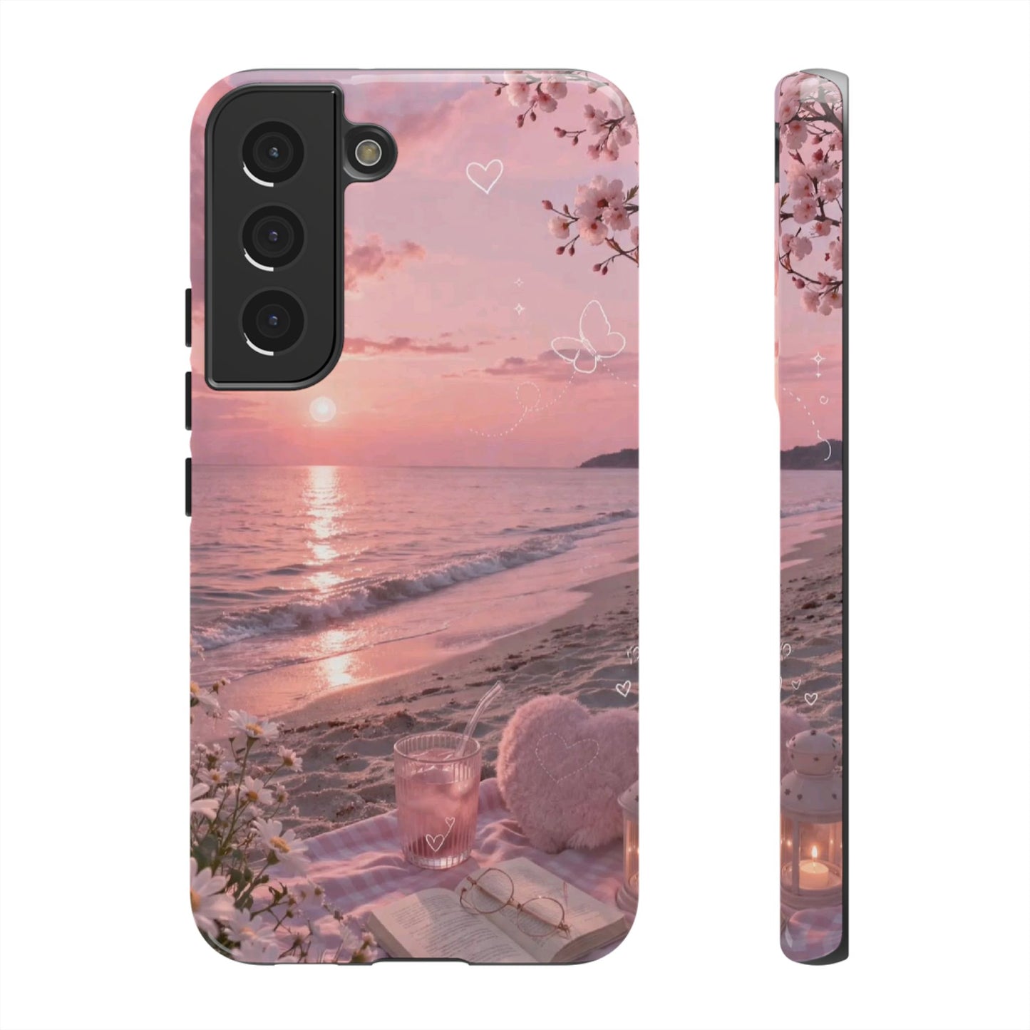 Pink Sunset Beach Phone Case "Romantic Coastal"