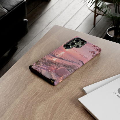 Pink Sunset Beach Phone Case "Romantic Coastal"