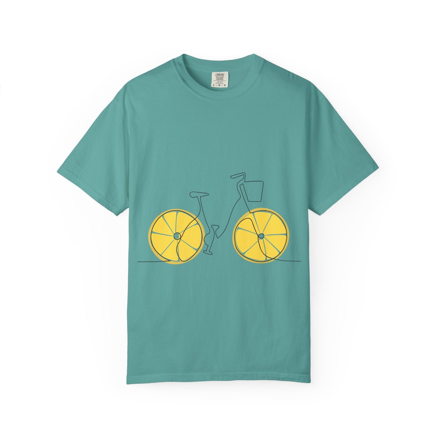 Lemon Wheel Bike T-Shirt — Citrus Bicycle Graphic  Coton Tee